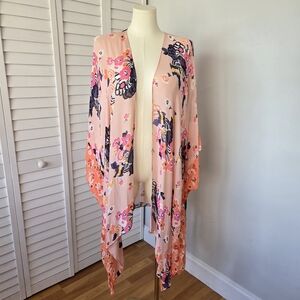 Moss‎ Rose Boho Floral Kimono Cover-up OS Festival Beachy Lightweight Lagenlook